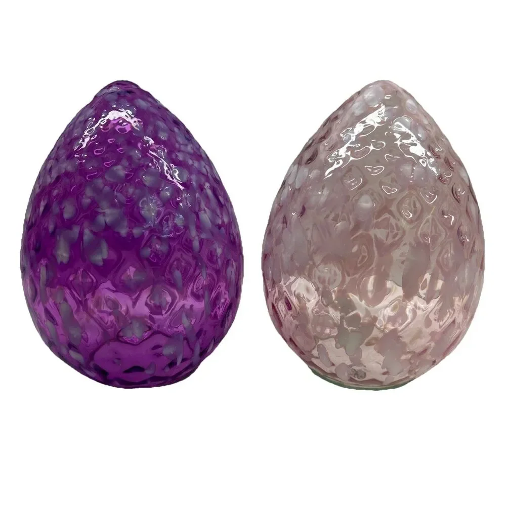 Beautifully Designed Glass Egg Shaped Made In India‎ - Purple And Pink 7 1/2”